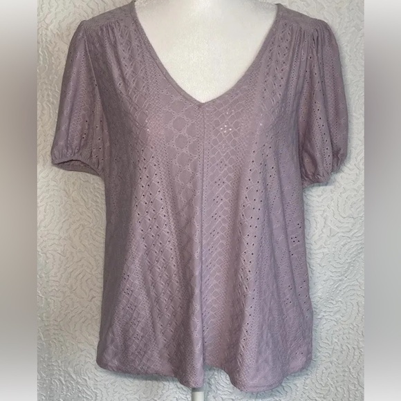 W5 Women's Blouse Top Lavender Color Short Sleeve Size Large - Picture 1 of 14